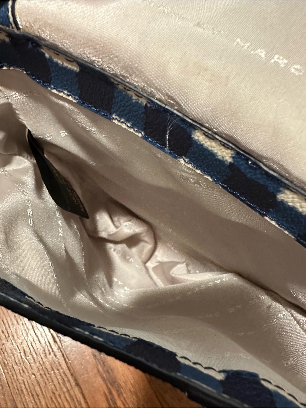 Marc by Marc Jacobs Navy & White Check Canvas Backpack Crossbody - Picture 7 of 11